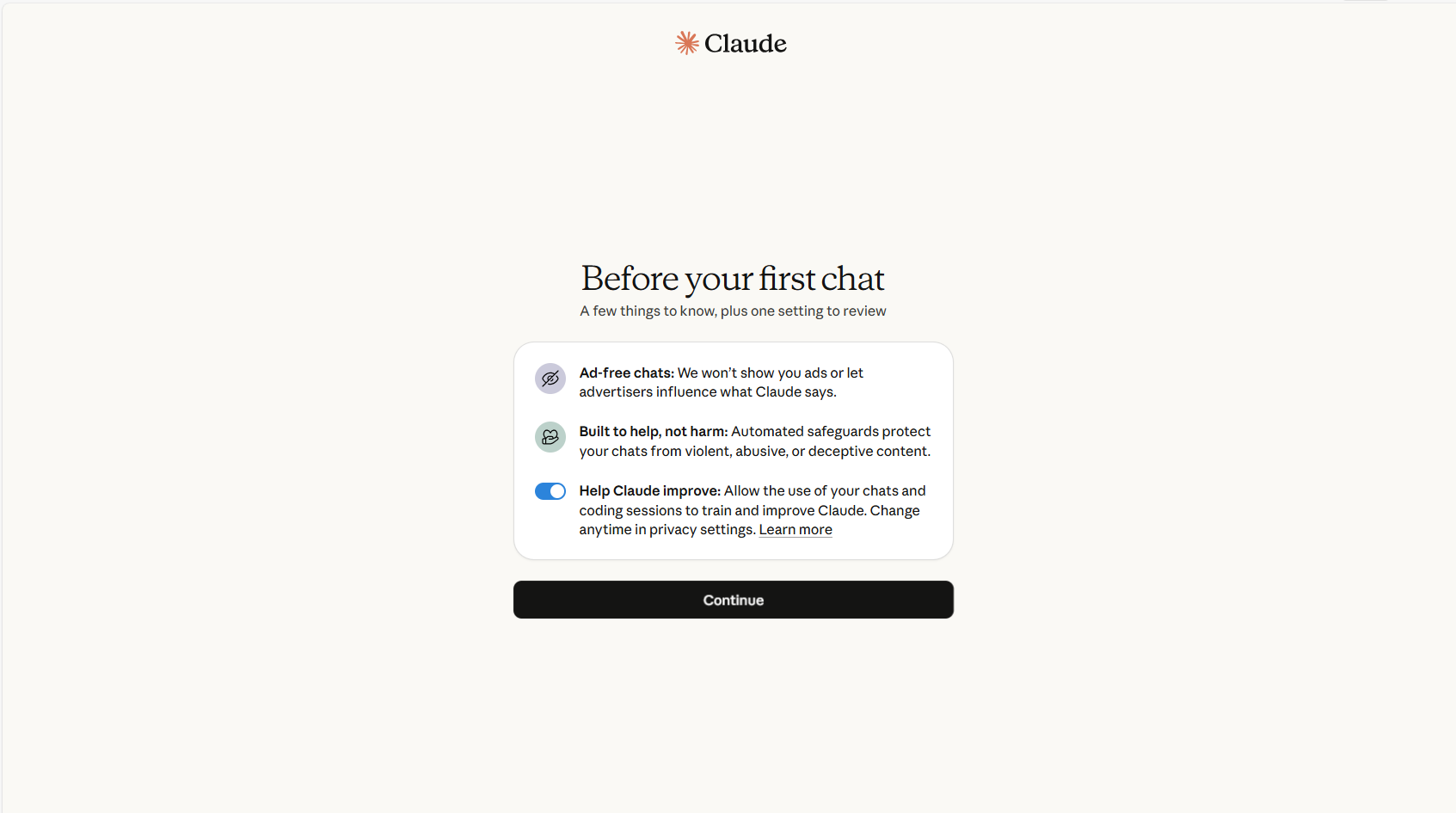 Privacy settings screen