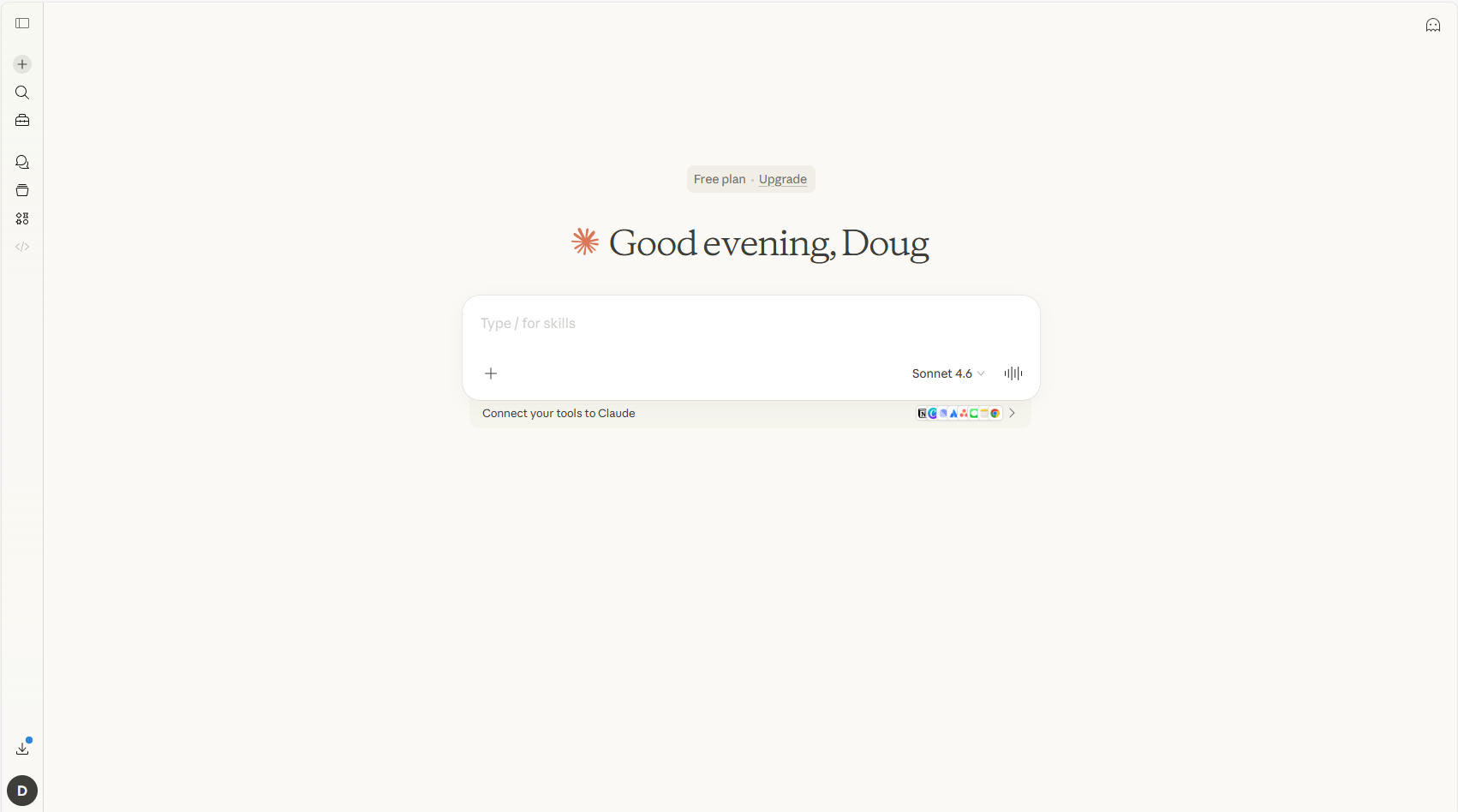 Main Claude interface